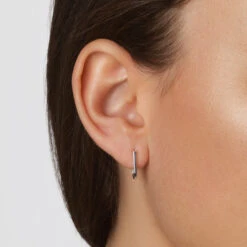 Midi Charm Paperclip Huggie Earrings In Silver -Fashion Accessories Store midi charm paperclip huggie earrings in silver medley jewellery earrings 39080001634534