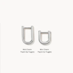 Midi Charm Paperclip Huggie Earrings In Silver -Fashion Accessories Store midi charm paperclip huggie earrings in silver medley jewellery earrings 39103081873638