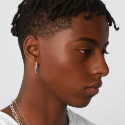 Midi Charm Paperclip Huggie Earrings In Silver -Fashion Accessories Store midi charm paperclip huggie earrings in silver medley jewellery earrings 39144240283878