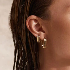 Midi Chunky Paperclip Earrings In Gold -Fashion Accessories Store midi chunky paperclip earrings in gold medley jewellery earrings 38262798254310
