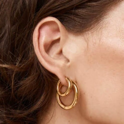 Midi Curve Hoop Earrings In Gold -Fashion Accessories Store midi curve hoop earrings in gold medley jewellery earrings 36864617611494