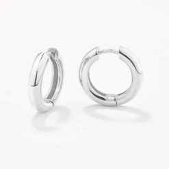 Midi Curve Hoop Earrings In Silver