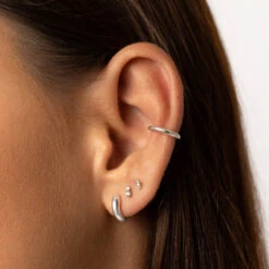 Midi Huggie Earrings In Silver -Fashion Accessories Store midi huggie earrings in silver medley jewellery earrings 29375007654047