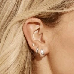 Midi Huggie Earrings In Silver -Fashion Accessories Store midi huggie earrings in silver medley jewellery earrings 29482220060831