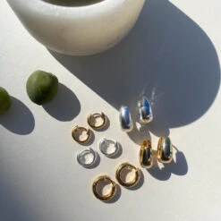 Midi Huggie Earrings In Silver -Fashion Accessories Store midi huggie earrings in silver medley jewellery earrings 38241977172198