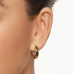 Midi Mixed Metal Reversible Hoop Earring In Gold -Fashion Accessories Store midi mixed metal reversible hoop earring in gold medley jewellery earrings 39933038592230