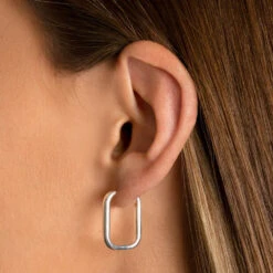 Midi Paperclip Earrings In Silver -Fashion Accessories Store midi paperclip earrings in silver medley jewellery earrings 38207195971814