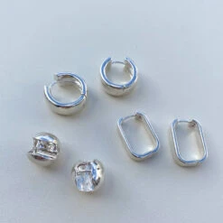 Midi Paperclip Earrings In Silver -Fashion Accessories Store midi paperclip earrings in silver medley jewellery earrings 38241707852006