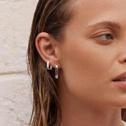 Midi Paperclip Earrings In Silver -Fashion Accessories Store midi paperclip earrings in silver medley jewellery earrings 38262735012070