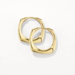 Midi Square Edge Hoops In Gold -Fashion Accessories Store midi square edge hoops in gold medley jewellery earrings 40459891474662