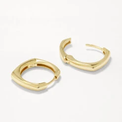 Midi Square Edge Hoops In Gold -Fashion Accessories Store midi square edge hoops in gold medley jewellery earrings 40470398599398