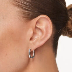 Midi Square Edge Hoops In Silver -Fashion Accessories Store midi square edge hoops in silver medley jewellery earrings 40459856642278