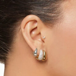 Midi Wave Dome Huggies In Gold -Fashion Accessories Store midi wave dome huggies in gold medley jewellery earrings 39933064446182