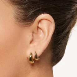 Midi Wave Dome Huggies In Gold -Fashion Accessories Store midi wave dome huggies in gold medley jewellery earrings 39933067690214