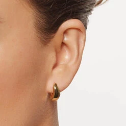 Midi Wave Dome Huggies In Gold -Fashion Accessories Store midi wave dome huggies in gold medley jewellery earrings 39966824628454