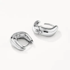 Midi Wave Dome Huggies In Silver -Fashion Accessories Store midi wave dome huggies in silver medley jewellery earrings 39932650422502