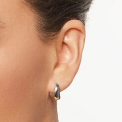 Midi Wave Dome Huggies In Silver -Fashion Accessories Store midi wave dome huggies in silver medley jewellery earrings 39933063528678