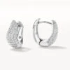 Midi White Topaz Pave Wave Dome Huggies In Silver