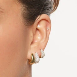 Midi White Topaz Pave Wave Huggies Dome In Gold 18 Midi White Topaz Pave Wave Huggies Dome In Gold -Fashion Accessories Store midi white topaz pave wave huggies dome in gold medley jewellery earrings 39935562514662