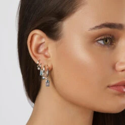 Mini Charm Huggie Earrings In Silver -Fashion Accessories Store mini charm huggie earrings in silver medley jewellery earrings 39079994360038