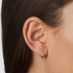 Mini Charm Huggie Earrings In Silver -Fashion Accessories Store mini charm huggie earrings in silver medley jewellery earrings 39079994425574