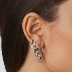 Mini Charm Huggie Earrings In Silver -Fashion Accessories Store mini charm huggie earrings in silver medley jewellery earrings 39079994556646