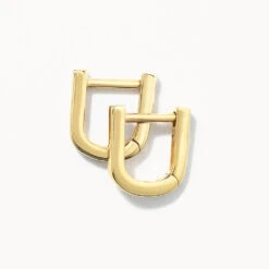 Mini Charm Paperclip Huggie Earrings In 10k Gold