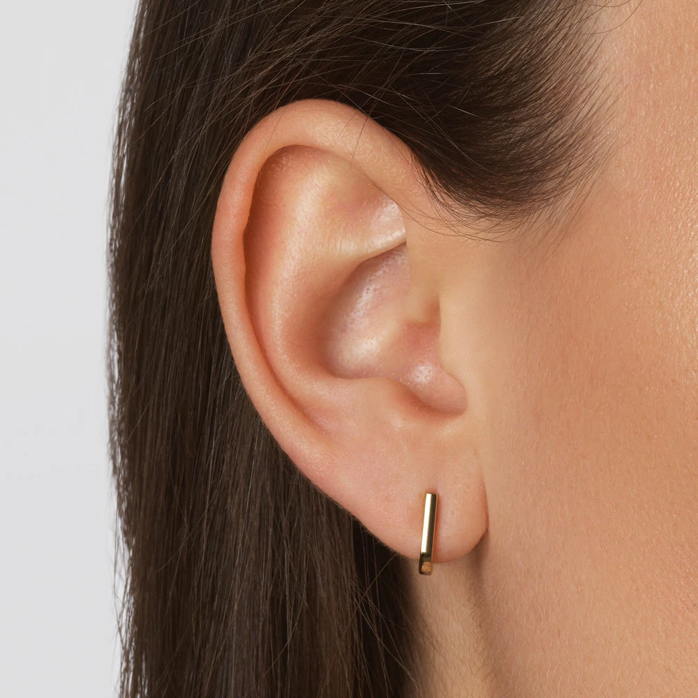 Mini Charm Paperclip Huggie Earrings In 10k Gold 5 Mini Charm Paperclip Huggie Earrings In 10k Gold - Image 5