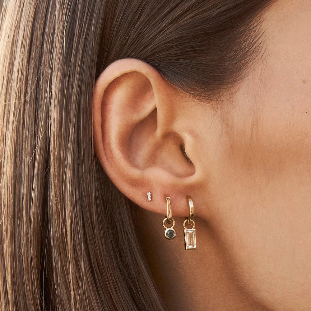 Mini Charm Paperclip Huggie Earrings In 10k Gold 2 Mini Charm Paperclip Huggie Earrings In 10k Gold - Image 2