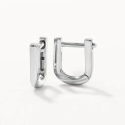 Mini Charm Paperclip Huggie Earrings In Silver -Fashion Accessories Store mini charm paperclip huggie earrings in silver medley jewellery earrings 39071855640806