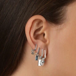 Mini Charm Paperclip Huggie Earrings In Silver -Fashion Accessories Store mini charm paperclip huggie earrings in silver medley jewellery earrings 39079967817958