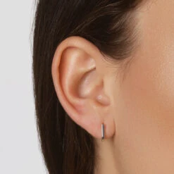 Mini Charm Paperclip Huggie Earrings In Silver -Fashion Accessories Store mini charm paperclip huggie earrings in silver medley jewellery earrings 39079970242790