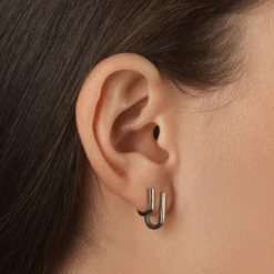 Mini Charm Paperclip Huggie Earrings In Silver -Fashion Accessories Store mini charm paperclip huggie earrings in silver medley jewellery earrings 39079984496870