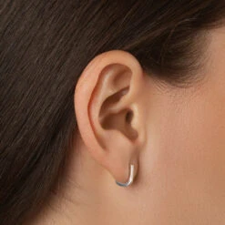 Mini Charm Paperclip Huggie Earrings In Silver -Fashion Accessories Store mini charm paperclip huggie earrings in silver medley jewellery earrings 39080000127206