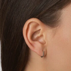 Mini Charm Paperclip Huggie Earrings In Silver -Fashion Accessories Store mini charm paperclip huggie earrings in silver medley jewellery earrings 39080000159974