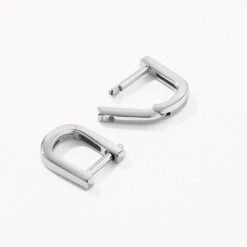 Mini Charm Paperclip Huggie Earrings In Silver -Fashion Accessories Store mini charm paperclip huggie earrings in silver medley jewellery earrings 39089373085926