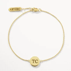 Mini Engravable Circle Bracelet In Gold
