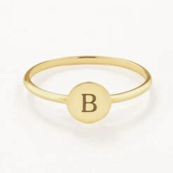 Mini Engravable Disc Ring In 10k Gold