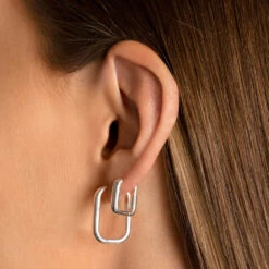 Mini Paperclip Earrings In Silver -Fashion Accessories Store mini paperclip earrings in silver medley jewellery earrings 38207190532326