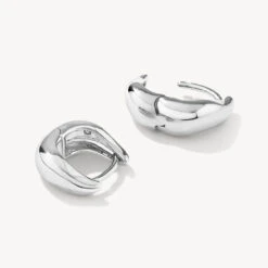 Mini Wave Dome Huggies In Silver 11 Mini Wave Dome Huggies In Silver -Fashion Accessories Store mini wave dome huggies in silver medley jewellery earrings 39932648947942