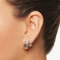 Mini Wave Dome Huggies In Silver 16 Mini Wave Dome Huggies In Silver -Fashion Accessories Store mini wave dome huggies in silver medley jewellery earrings 39933063823590