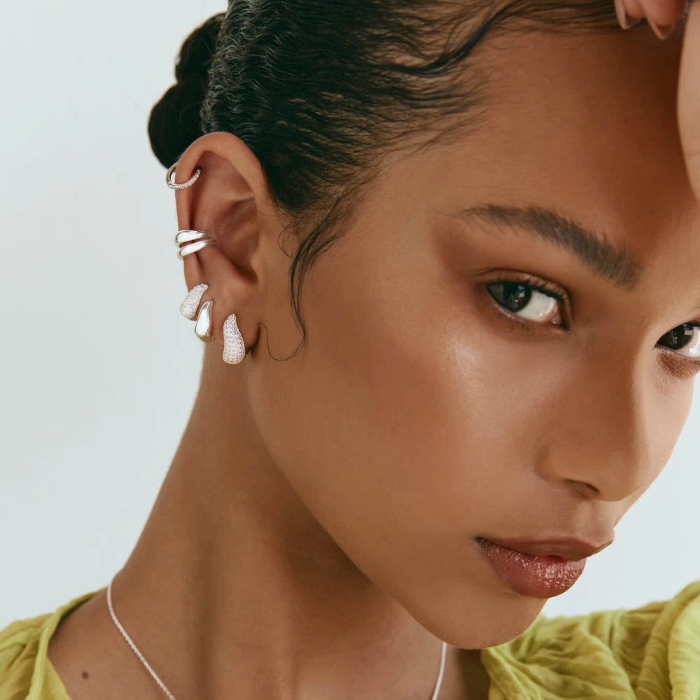 Mini Wave Dome Huggies In Silver 4 Mini Wave Dome Huggies In Silver - Image 4