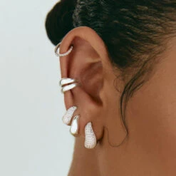 Mini Wave Dome Huggies In Silver 17 Mini Wave Dome Huggies In Silver -Fashion Accessories Store mini wave dome huggies in silver medley jewellery earrings 39936701366502