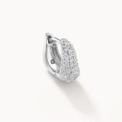 Mini White Topaz Pave Wave Dome Huggies In Silver -Fashion Accessories Store mini white topaz pave wave dome huggies in silver medley jewellery earrings 39932648521958