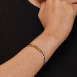 Mixed Metal Polished Plain Bangle In Gold -Fashion Accessories Store mixed metal polished plain bangle in gold medley jewellery bangle bracelet 42638727741670