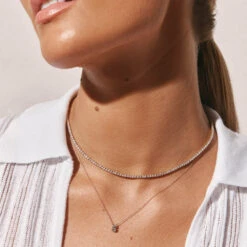 Diamond Tennis Necklace In 10k Gold -Fashion Accessories Store necklace 39414718267622