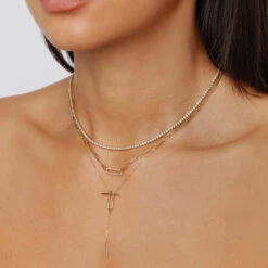 Diamond Tennis Necklace In 10k Gold -Fashion Accessories Store necklace 39441017667814