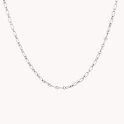 Alternating Paperclip Chain Necklace In Silver -Fashion Accessories Store necklace 41861824381158