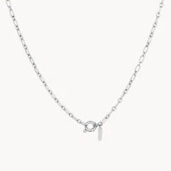 Alternating Paperclip Chain Necklace In Silver -Fashion Accessories Store necklace 41861824446694