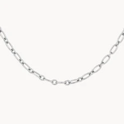 Alternating Paperclip Chain Necklace In Silver